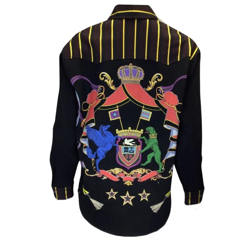 ETRO BLACK MULTI 2022 STAR PRINT DENIM JACKET - Picture 3 of 5